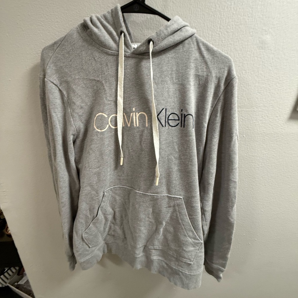 Calvin Klein Light Gray Logo Pullover Hoodie